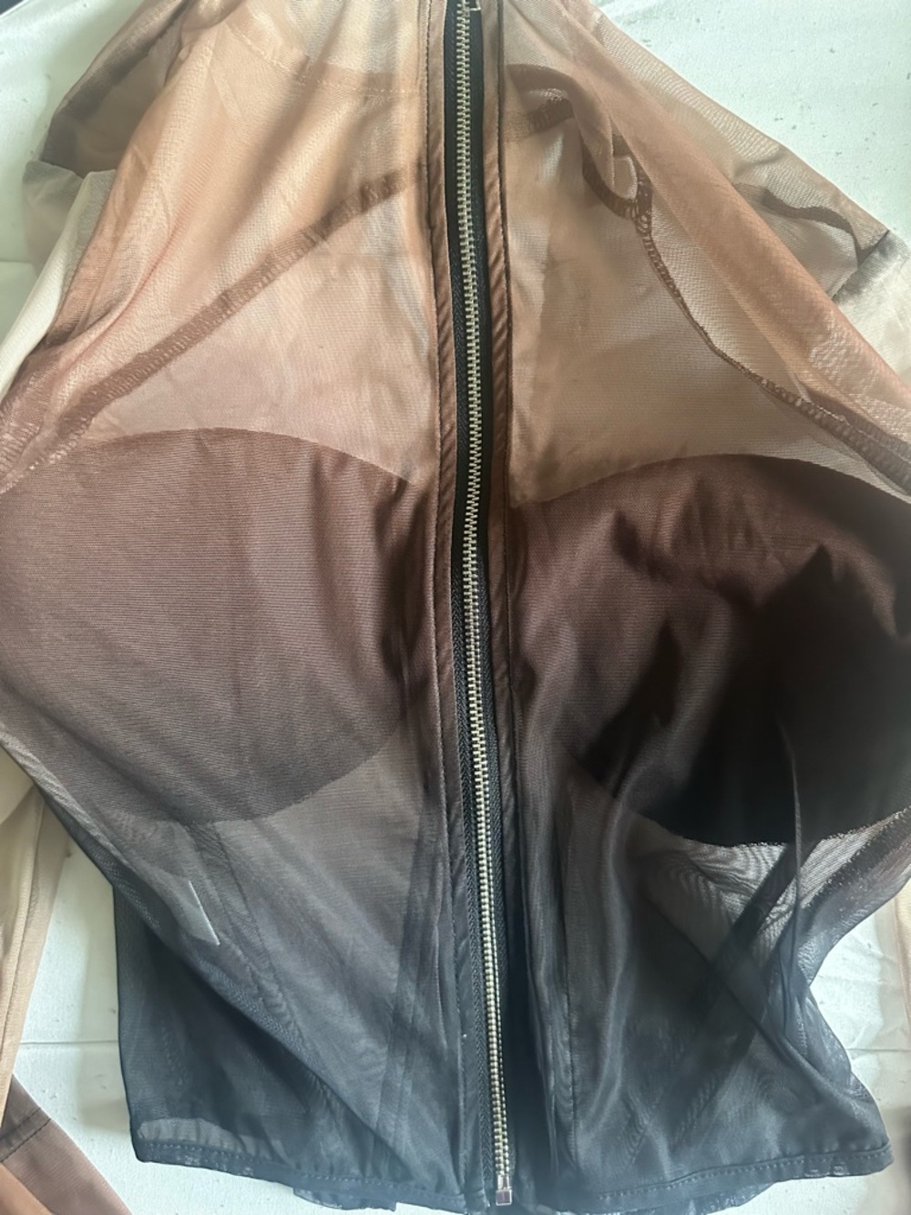 Fashion Nova Sheer Mesh Bustier Top in Brown Combo size S NWT - Picture 4 of 5